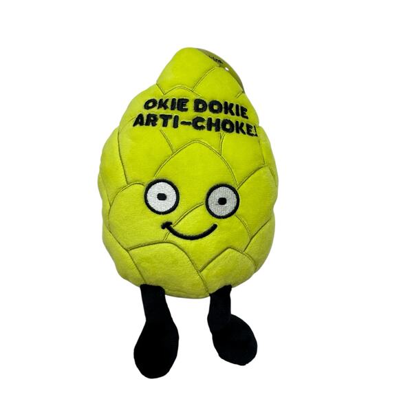 PUNCHKINS *NEW* Artichoke Okie-dokie Arti-choke! Plush Green Black Smile - Picture 1 of 5